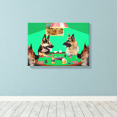 Duitse herder honden spelen poker canvas afdruk (Insitu (Houten vloer))