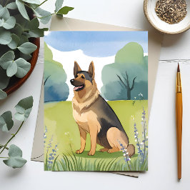 Duitse Herder | Honden Waterverfschilderij Briefkaart