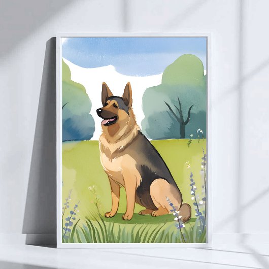 Duitse Herder | Honden Waterverfschilderij Poster