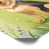 Duitse Herder | Honden Waterverfschilderij Poster (Hoek)