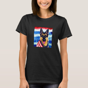 Duitse herder Hondenras Amerikaanse vlag Pet Ameri T-shirt