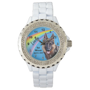 Duitse herder horloge met Jouw tekst voor haar