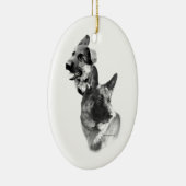 Duitse herder houtskool 2 keramisch ornament (Rechts)