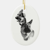 Duitse herder houtskool 2 keramisch ornament (Achterkant)