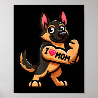 Duitse herder Ik hou van mama Funny Dog Tattoo Poster