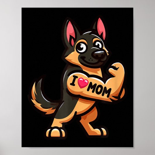 Duitse herder Ik hou van mama Funny Dog Tattoo Poster (Voorkant)