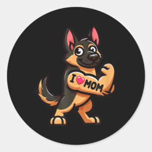 Duitse herder Ik hou van mama Funny Dog Tattoo Ronde Sticker