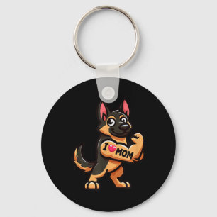 Duitse herder Ik hou van mama Funny Dog Tattoo Sleutelhanger
