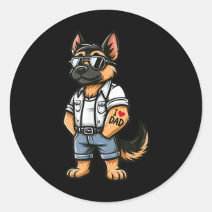 Duitse herder Ik hou van papa Funny Dog Tattoo Ronde Sticker
