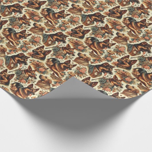  Duitse herder illustratie Cadeaupapier (Hoek)