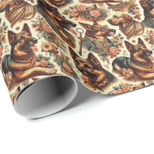  Duitse herder illustratie Cadeaupapier (Rol Hoek)