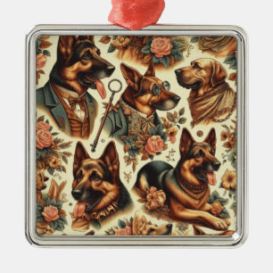  Duitse herder illustratie Metalen Ornament