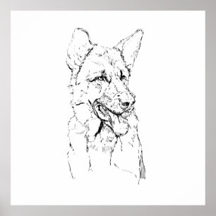 Duitse Herder, Illustratie van de Hond Gepersonali Poster