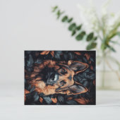 Duitse Herder in Bladeren Briefkaart (Staand voorkant)