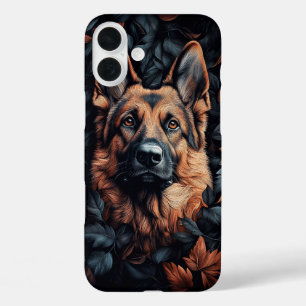 Duitse Herder in Bladeren iPhone 16 Plus Hoesje