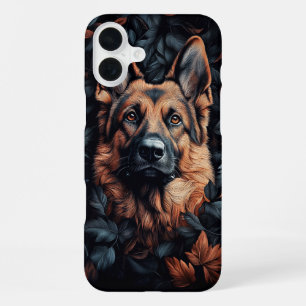 Duitse Herder in Bladeren iPhone 16 Plus Hoesje