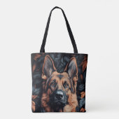 Duitse Herder in Bladeren Tote Bag (Achterkant)