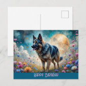 Duitse Herder in Bloemrijk Veld Briefkaart (Voorkant / Achterkant)