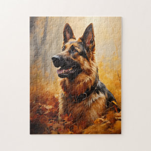 Duitse herder in de herfst legpuzzel