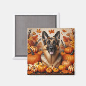 Duitse herder in de herfst magneet (Voorkant / Achterkant)