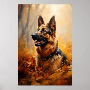 Duitse herder in de herfst poster