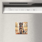 Duitse herder in de herfst verlaat Thanksgiving ku Magneet (Insitu (Vaatwasser))