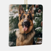 Duitse herder in de sneeuw keramisch ornament (Rechts)