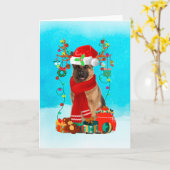 Duitse herder in de sneeuw met kerstcadeaus  kaart (Gele Bloem)