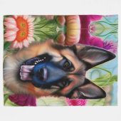 Duitse herder in de tuin fleece deken (Voorkant (Horizontaal))