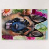 Duitse herder in de tuin legpuzzel (Horizontaal)