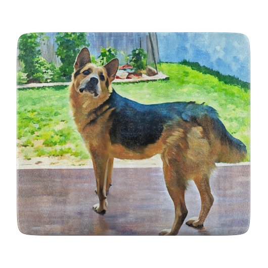 Duitse herder in de tuin snijplank (Voorkant)