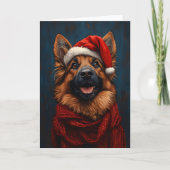 Duitse Herder in een Kerstmanhoed Kaart (Voorkant)