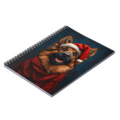Duitse Herder in een Kerstmannenhoed Notitieboek (Linkerzijde)