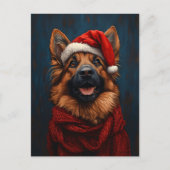 Duitse herder in een kerstmuts briefkaart (Voorkant)