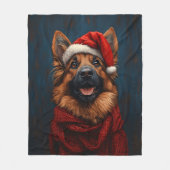 Duitse herder in een kerstmuts fleece deken (Voorkant)