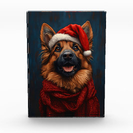 Duitse herder in een kerstmuts fotoblokken