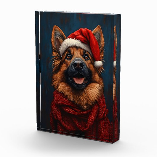 Duitse herder in een kerstmuts fotoblokken (Rechts)