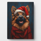 Duitse herder in een kerstmuts fotoplaat (voorkant)