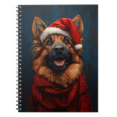 Duitse herder in een kerstmuts notitieboek (Voorkant)
