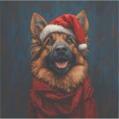 Duitse herder in een kerstmuts sticker (Voorkant)