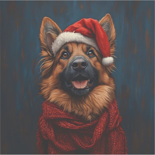 Duitse herder in een kerstmuts sticker (Voorkant)