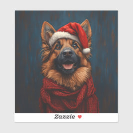 Duitse herder in een kerstmuts sticker
