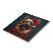 Duitse herder in een kerstmuts tegeltje (Zijkant)