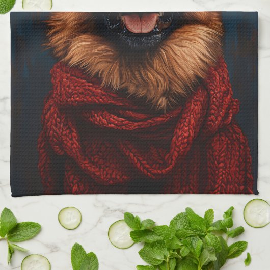 Duitse herder in een kerstmuts theedoek (Gevouwen)