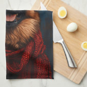 Duitse herder in een kerstmuts theedoek (Quarter Fold)