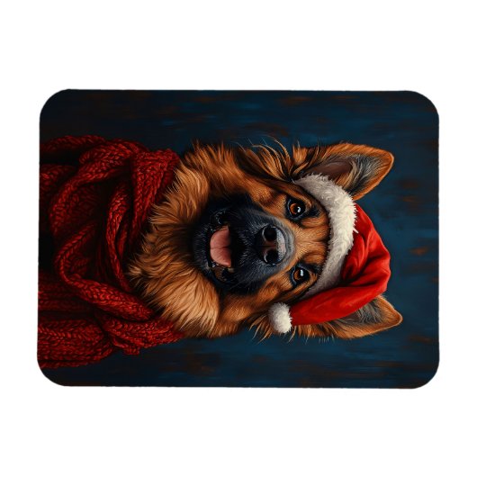 Duitse herder in een Santa Hat Flexible Magneet (Horizontaal)