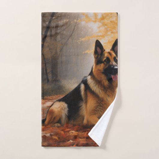 Duitse herder in herfst laat Herfst inspireren Bad Handdoek (Handdoek)