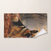 Duitse herder in herfst laat Herfst inspireren Bad Handdoek (Handdoek)