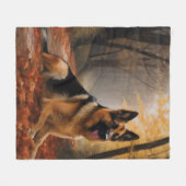 Duitse herder in herfst laat Herfst inspireren Fleece Deken (Voorkant (Horizontaal))