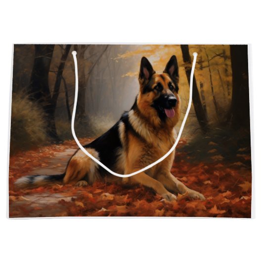 Duitse herder in herfst laat Herfst inspireren Groot Cadeauzakje (Voorkant)
